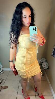 Wild Fable Women's Yellow Pink Plaid Gingham Double Ruched Bodycon Mini Dress